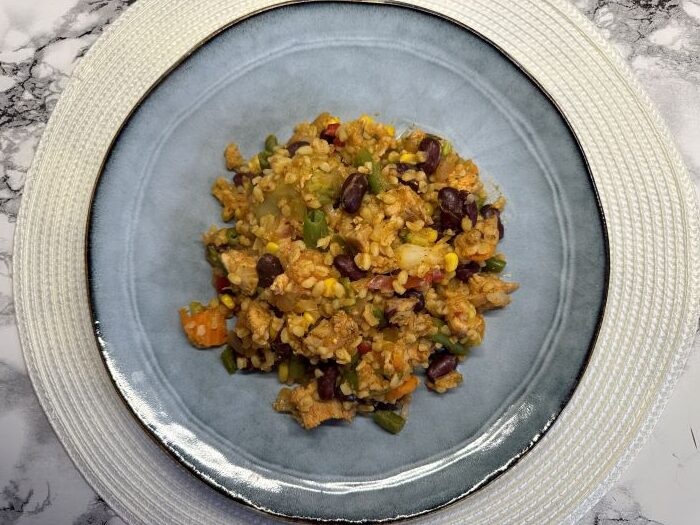 Csirkemell zöldséges bulgurral